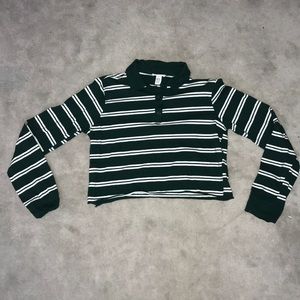 Tillys Dark green and white striped long sleeve